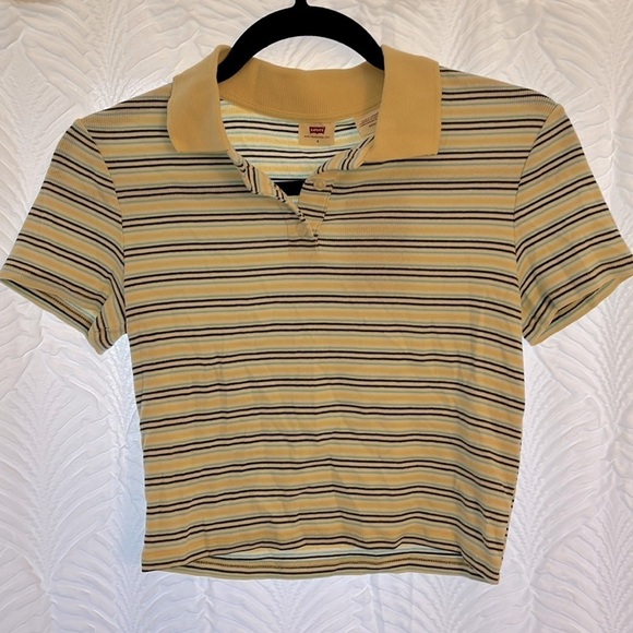 LEVI'S Jenni Cropped Polo Top, Size Small, Yellow - Picture 4 of 9